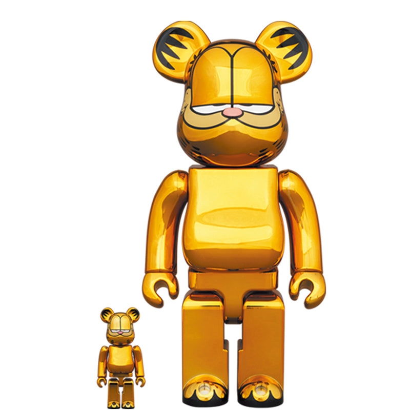 BE@RBRICK  GOLD CHROME Ver. 100％ &amp; 400％ Bearbrick Garfield 100% & 400% Set Gold Chrome Ver. - US